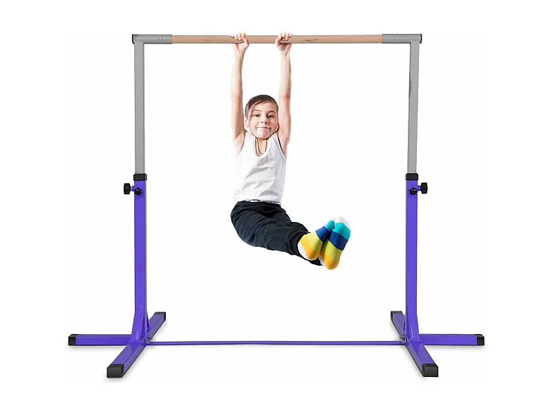 Barre de Gymnastique en Acier Hauteur Réglable de 91 à 150CM Charge 100KG pour Ecole, Maison, Jardin Diamètre 4CM Violet
