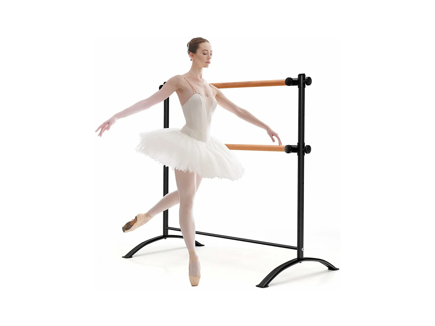 Double Barre de Ballet Portable pour Maison Studios de Danse/Barre de Danse Ballet Portable de Hauteur Réglable pour Etirements Pilates Danse-120 cm