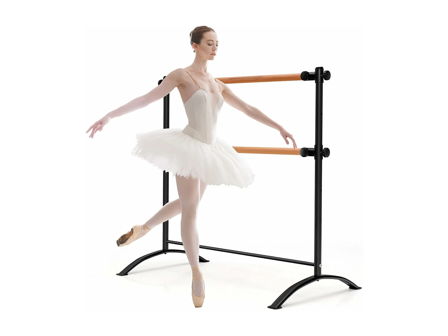 Double Barre de Ballet Portable pour Maison Studios de Danse/Barre de Danse Ballet Portable de Hauteur Réglable pour Etirements Pilates Danse-120 cm