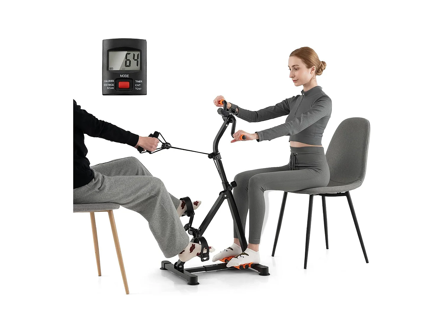 Vélo Pédalier Jambes Hauteur,Longueur Résistance Ajustables Fonction D'étirement avec Rouleaux de Massage,Ecran LCD