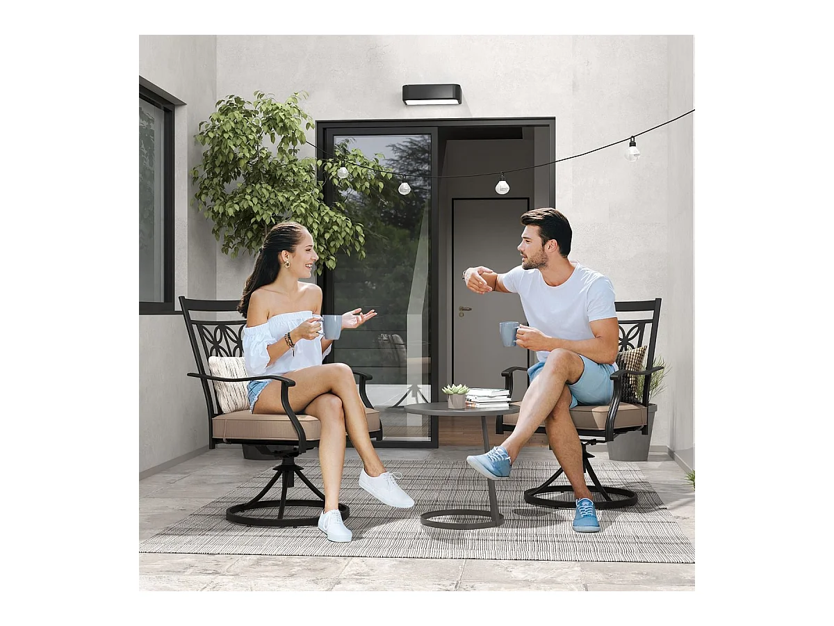 Lot de 2 Chaises de Jardin avec Coussin Amovible, Chaises Pivotantes à 360° avec Cadre en Métal, Dossier à Motif Fleuri, Charge 150 KG (Style 1)