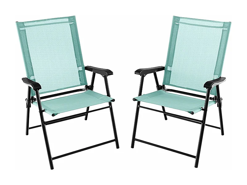 Lot de 2 Chaises de Jardin Pliables en Textilène Respirant Chaises de CamBoisg avec Verrou de sécurité et Dossier Haut Vert