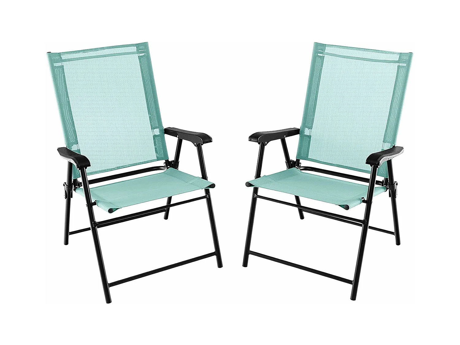 Lot de 2 Chaises de Jardin Pliables en Textilène Respirant Chaises de CamBoisg avec Verrou de sécurité et Dossier Haut Vert