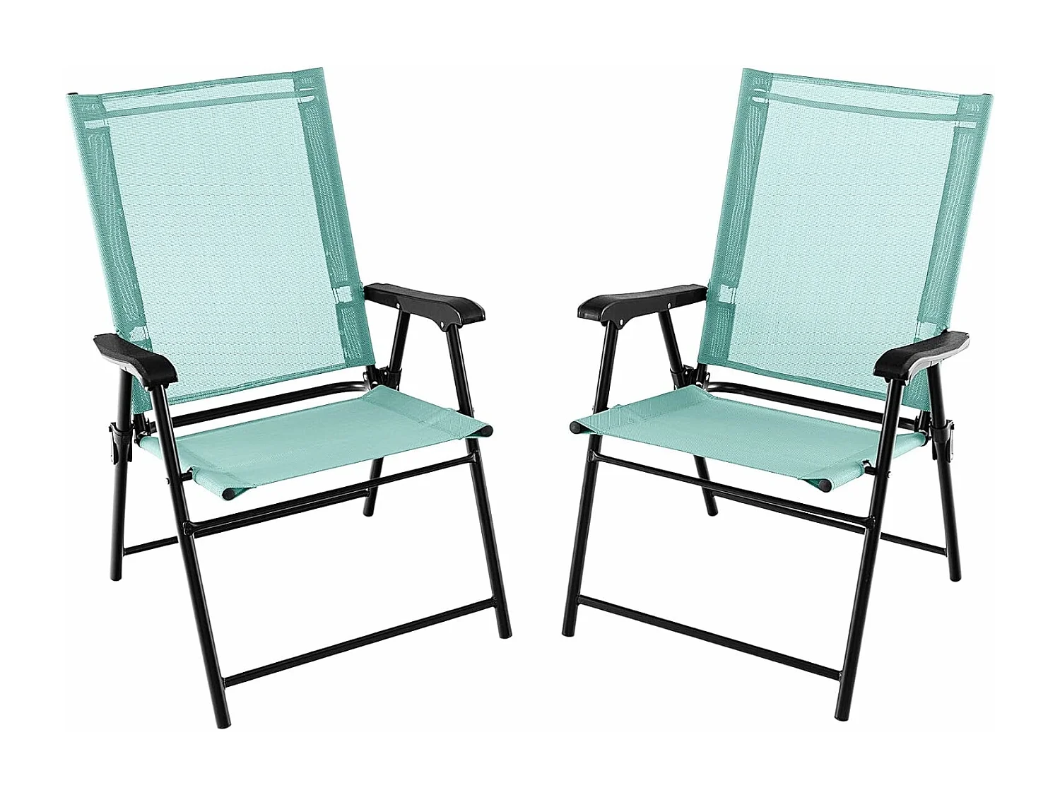 Lot de 2 Chaises de Jardin Pliables en Textilène Respirant Chaises de CamBoisg avec Verrou de sécurité et Dossier Haut Vert