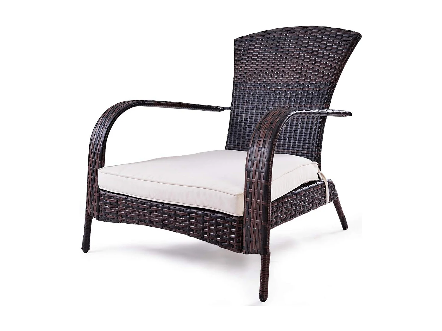 Fauteuil de Jardin en Résine Tressée Marron 78x80x80 CM avec Coussin Lavable pour Jardin Chambre Balcon Salon