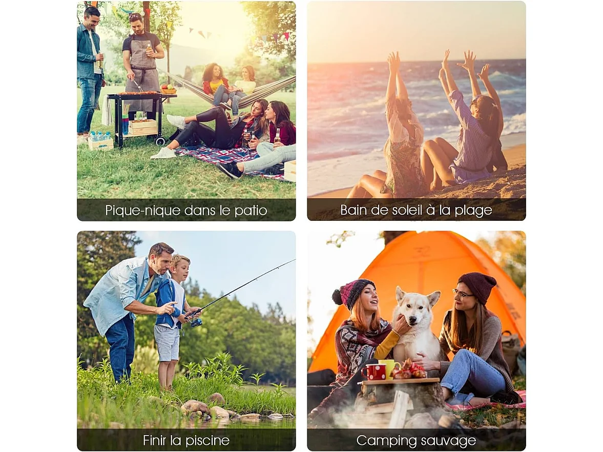 Chaise de Camping avec Parasol/Chaise de Plage Pliante avec Porte-gobelet,Accoudoirs Portable 120 KG (Bleu)