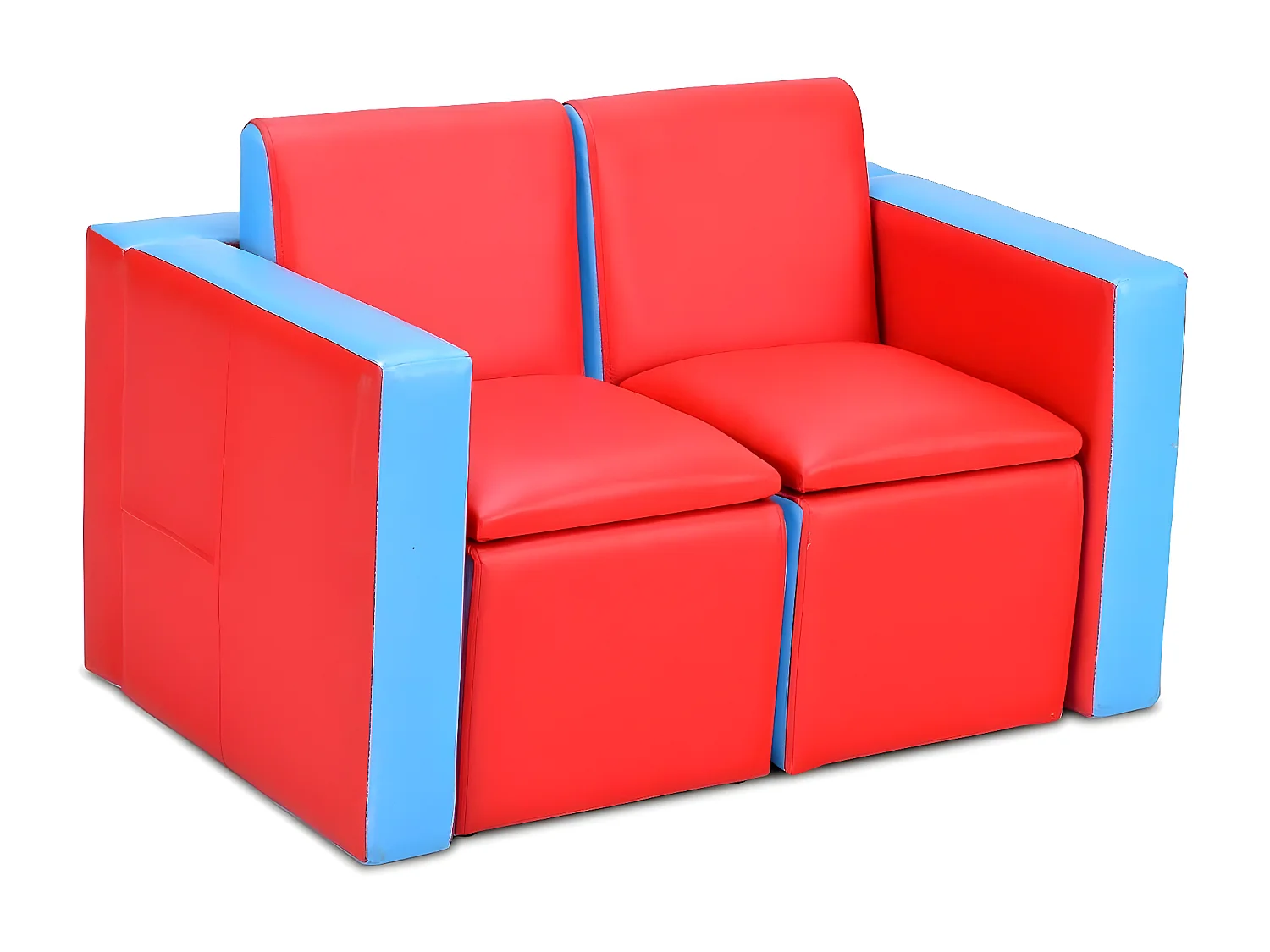 Sofa Enfant canapé lit enfant Ensemble table et chaise Enfants Transformable avec Espace de Stockage Rouge et Bleu