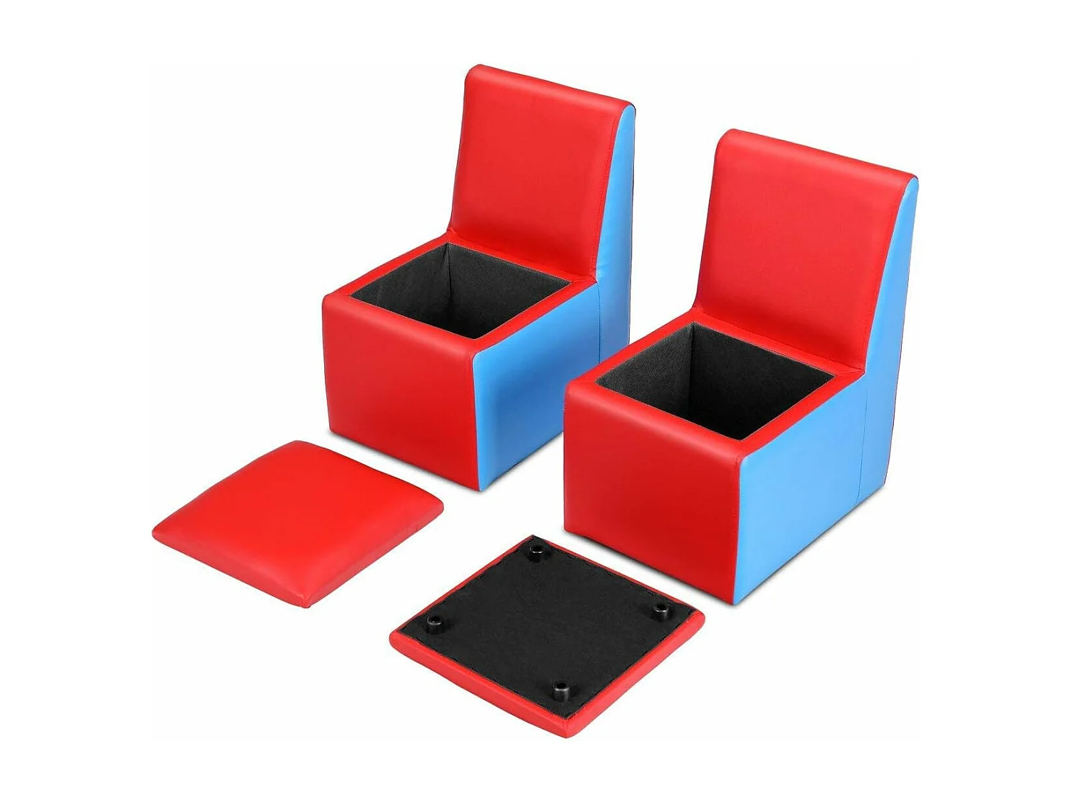 Sofa Enfant canapé lit enfant Ensemble table et chaise Enfants Transformable avec Espace de Stockage Rouge et Bleu