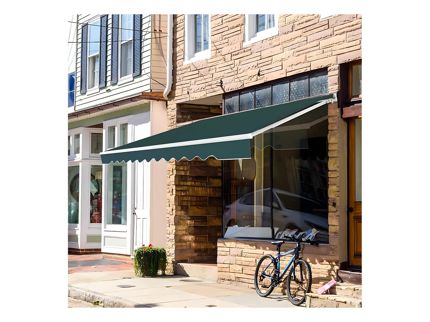 Store Banne de Balcon Rétractable avec Tissu et velours Résistant aux UV et à l'eau, Cadre en Aluminium Angle Réglable 5-35° ,3 x 2,5 m, Vert
