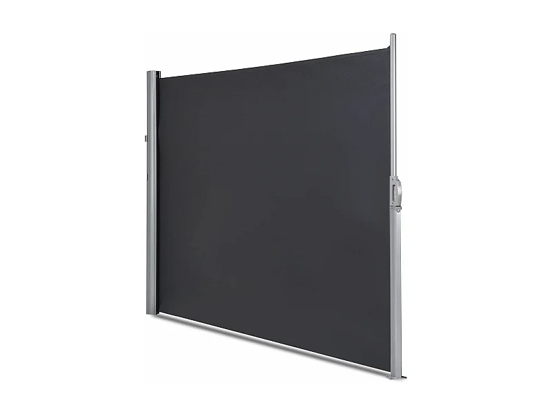 Uitschuifbaar privacyscherm 300 x 160 CM in aluminium zijzonwering voor balkon, terras, tuin, kantoor, stof en fluweel in kunststof en vinyl, grijs