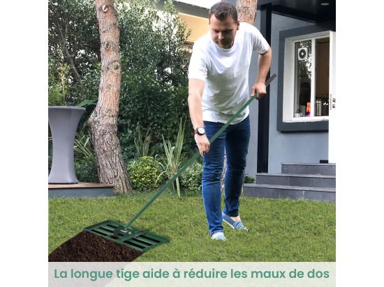 vente unique Râteau de Nivellement de Pelouse 106 x 25 cm Râteau de Jardin en Métal avec Poignée Ergonomique Outil de Niveau de Pelouse pour Jardin CourTerrain de Golf Ferme
