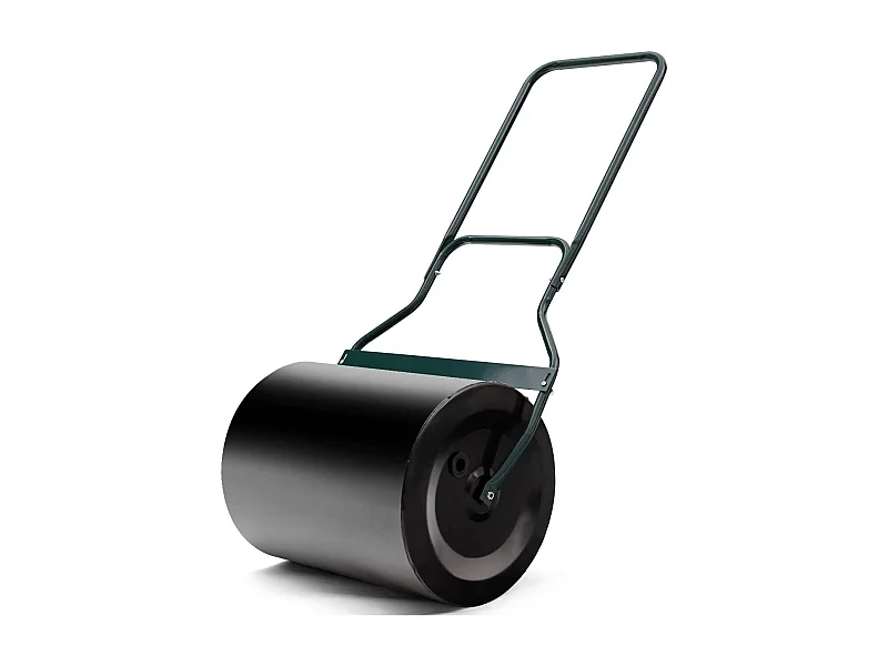Rouleau à Gazon Jardin 50 x 40 x 123 cm Remplissage Eau ou Sable 60L Noir avec Poignée en U et Bouchon de Vidange Amovible
