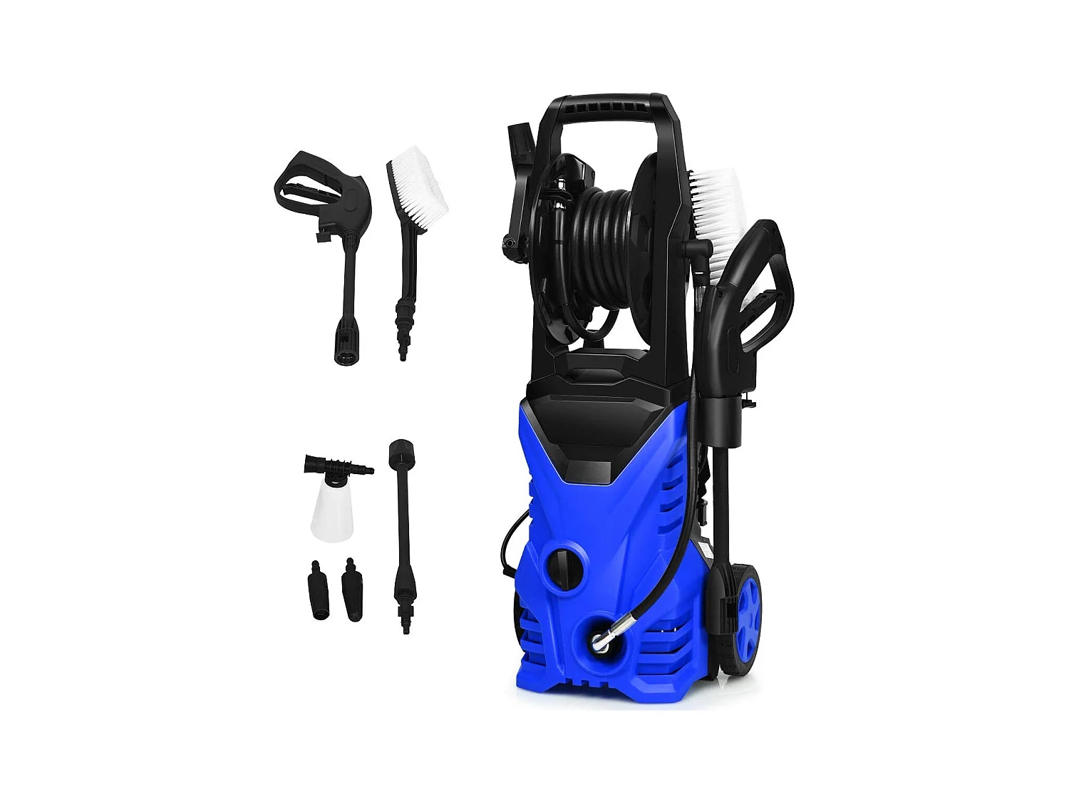 Nettoyeur Haute Pression 140Bar 300L/H avec avec 1 Buse Lotus et 1 Buse Haute Pression, Flexible 5 Mètres contre Punaise de lit Bleu
