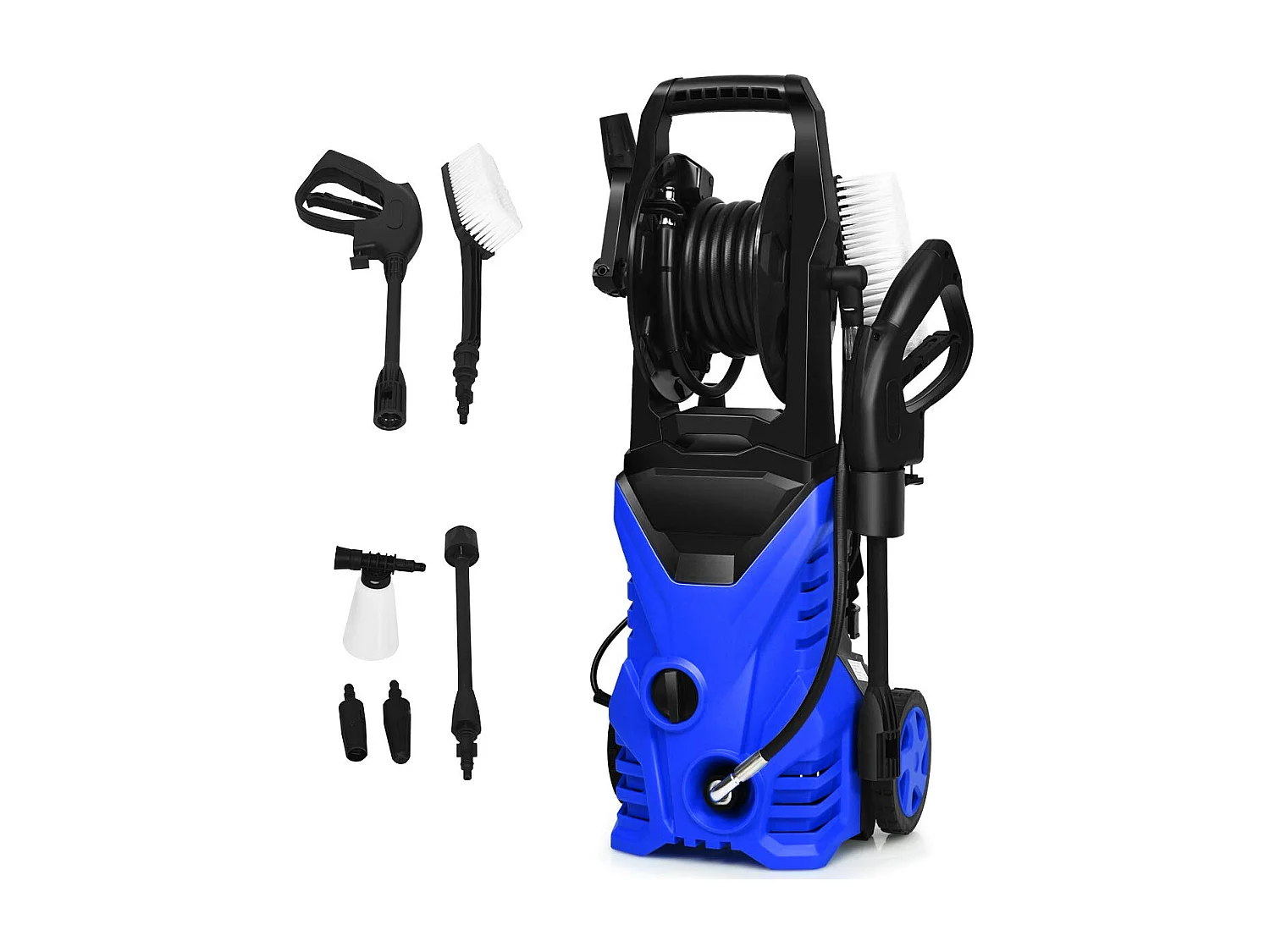 Nettoyeur Haute Pression 140Bar 300L/H avec avec 1 Buse Lotus et 1 Buse Haute Pression, Flexible 5 Mètres contre Punaise de lit Bleu