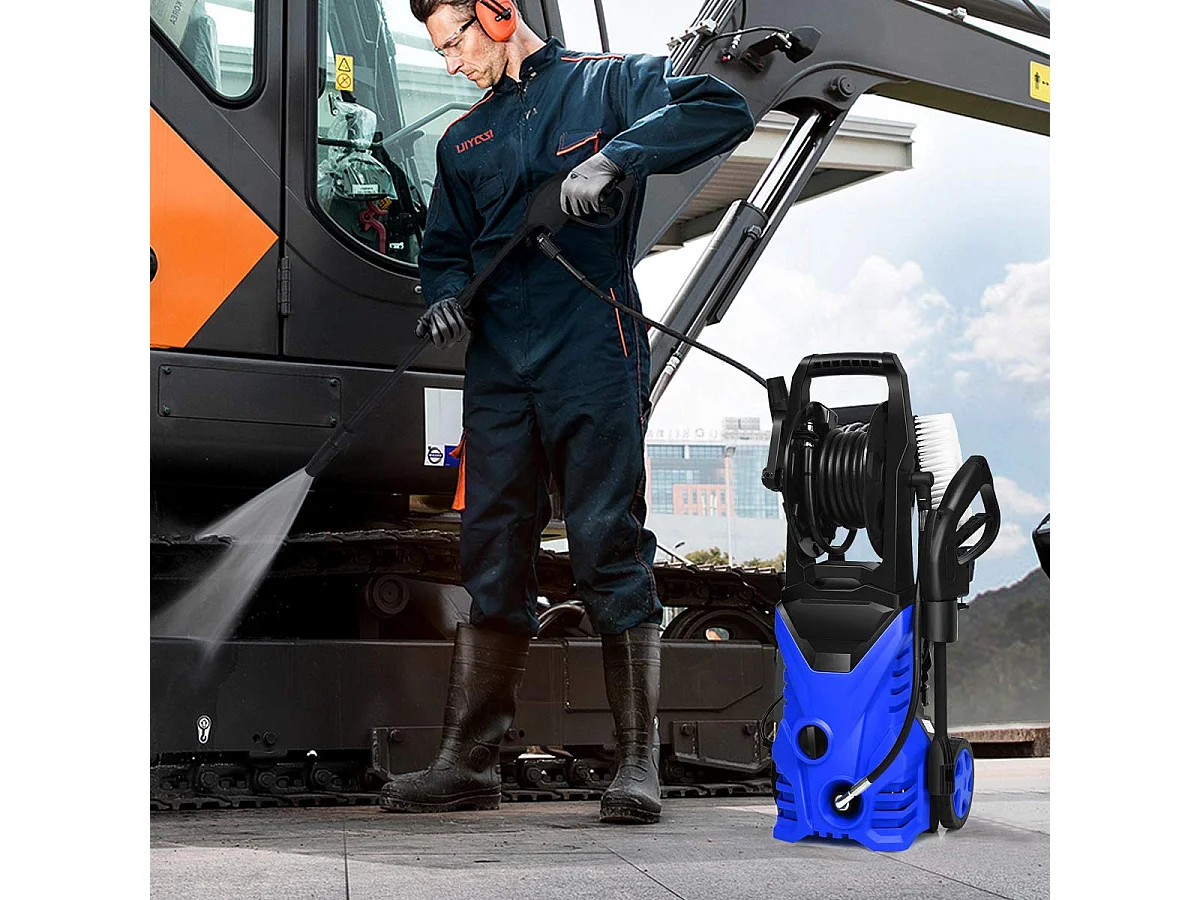 Nettoyeur Haute Pression 140Bar 300L/H avec avec 1 Buse Lotus et 1 Buse Haute Pression, Flexible 5 Mètres contre Punaise de lit Bleu