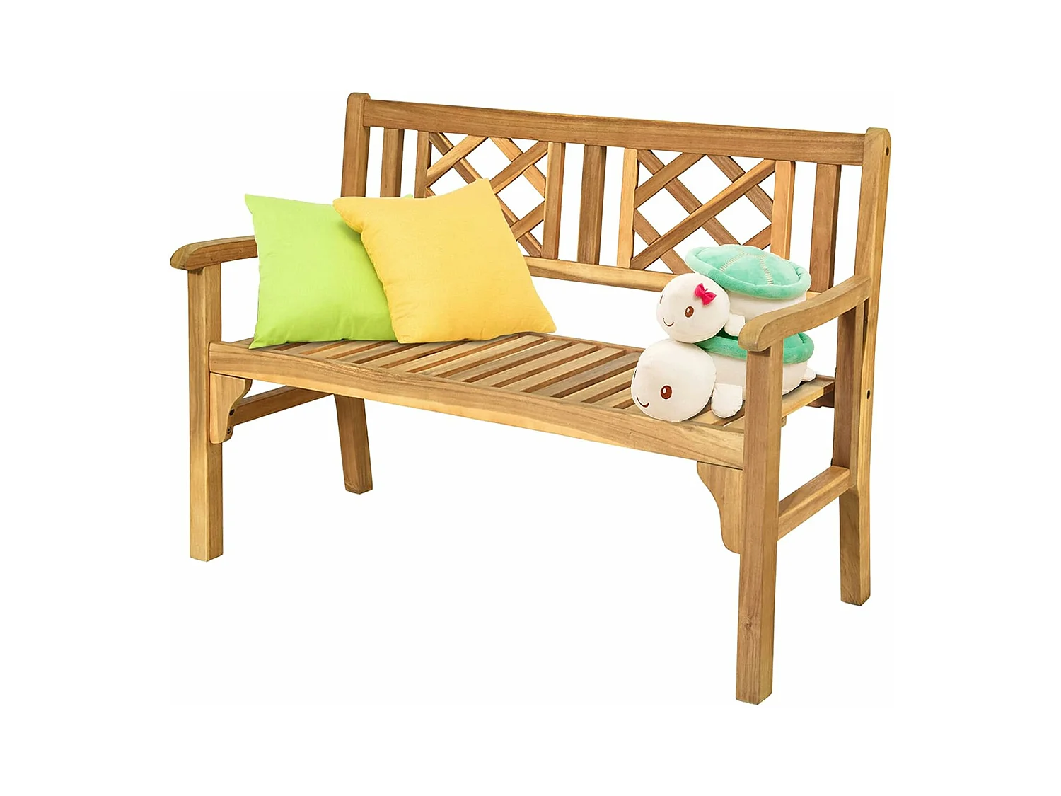 FSC-gecertificeerde Acaciahouten tuinbank 120x56x90 cm 2-zits gebogen rugleuning en armleuningen voor terras, balkon of tuin