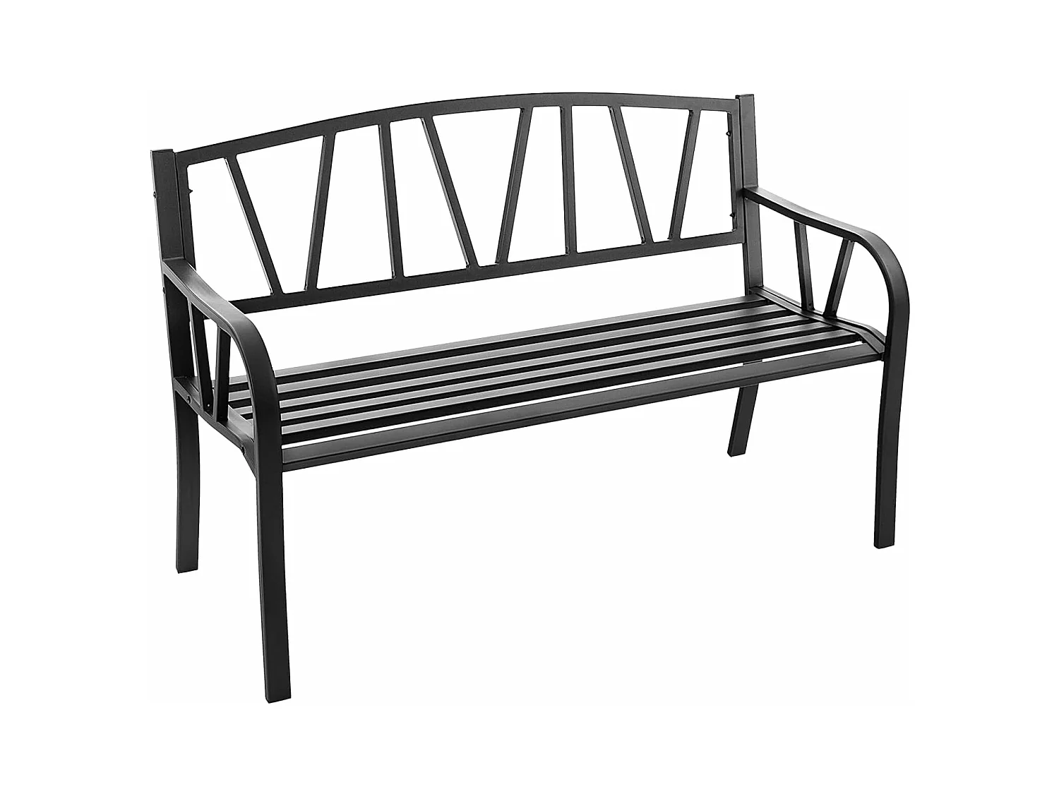 Banc de Jardin Extérieur 2 Places Charge 300KG avec Cadre en Métal pour Cour Balcon Terrasse 128x57x86cm Noir
