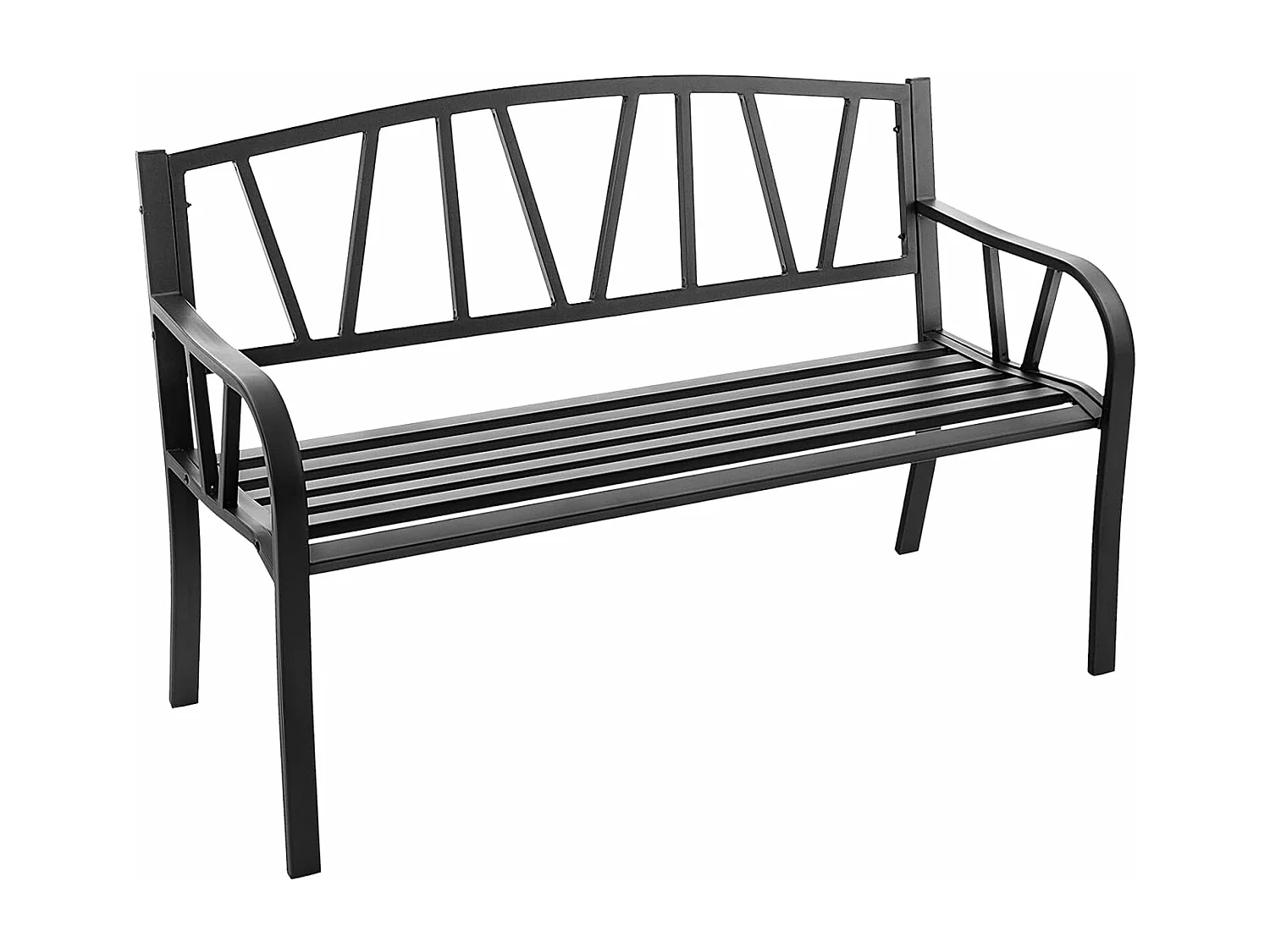 Banc de Jardin Extérieur 2 Places Charge 300KG avec Cadre en Métal pour Cour Balcon Terrasse 128x57x86cm Noir
