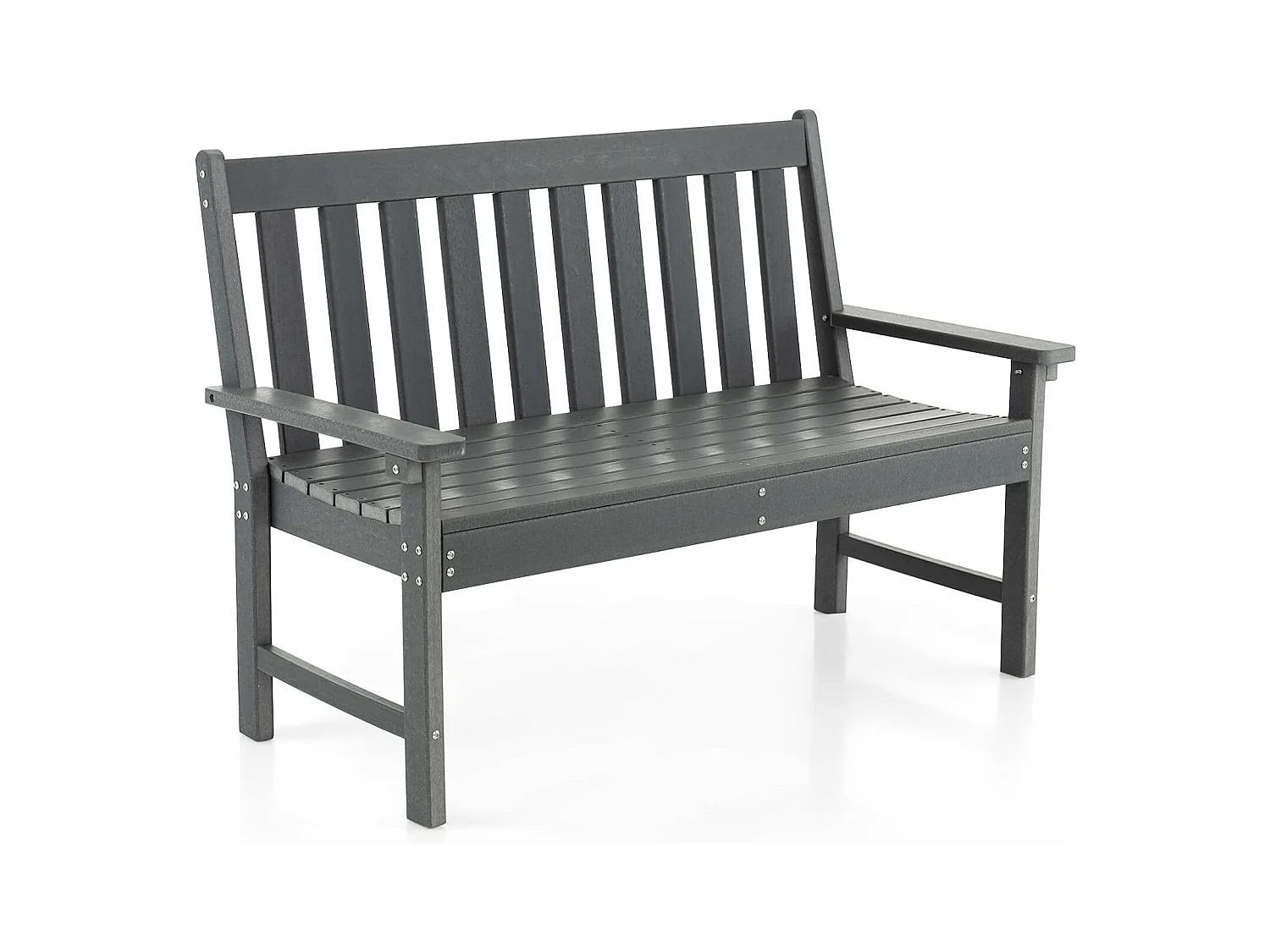 Banc de Jardin Exterieur en HDPE, Banc Extérieur Jardin 2 Places avec Dossier et Accoudoirs, Charge 320 KG, pour Parc, Cour, Plage, 132x65x91cm