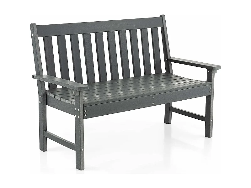 Banc de Jardin Exterieur en HDPE, Banc Extérieur Jardin 2 Places avec Dossier et Accoudoirs, Charge 320 KG, pour Parc, Cour, Plage, 132x65x91cm