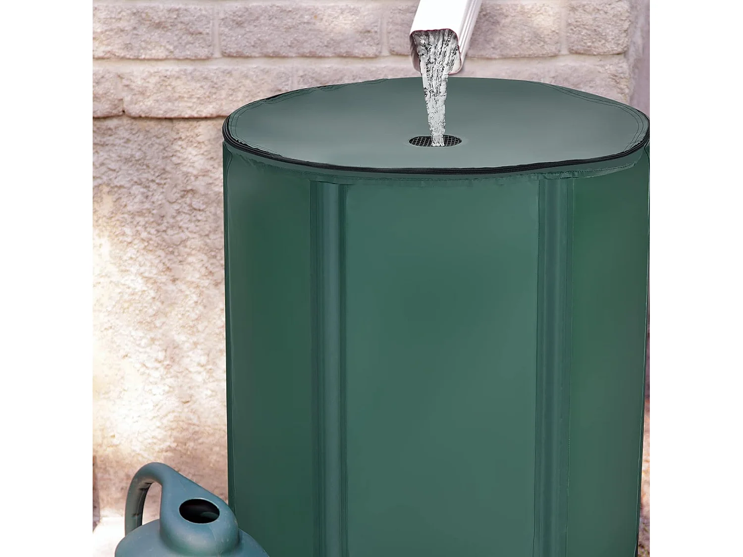 Récupérateur d’Eau de Pluie 225L -Pliable Réservoir à Eau Filtre Ø60 x 80 cm Vert