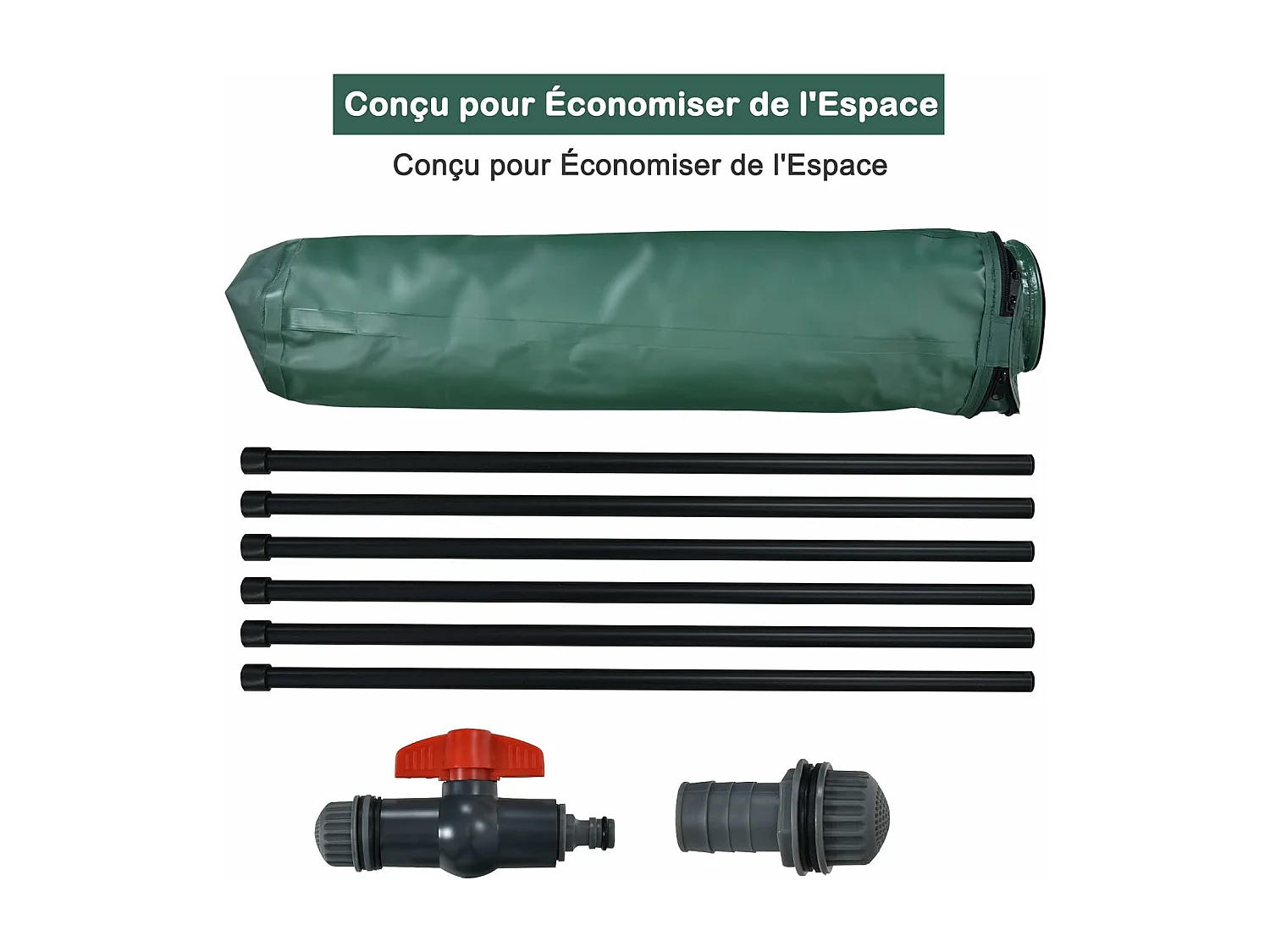 Récupérateur d’Eau de Pluie 225L -Pliable Réservoir à Eau Filtre Ø60 x 80 cm Vert