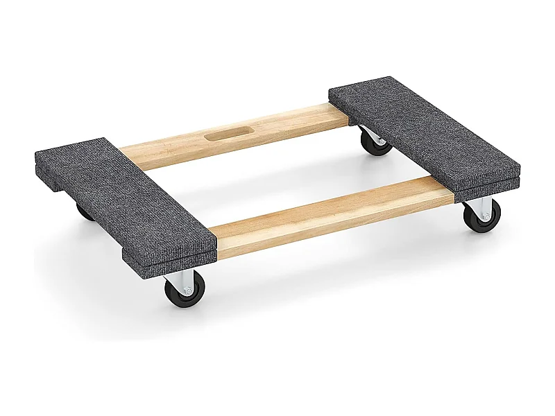 Chariot de Transport à 4 Roues Universelles 77x47 cm, Chariots à roulettes Bois d'Acacia pour Meubles Charge 450KG, Outil de Levage pour Déménagement