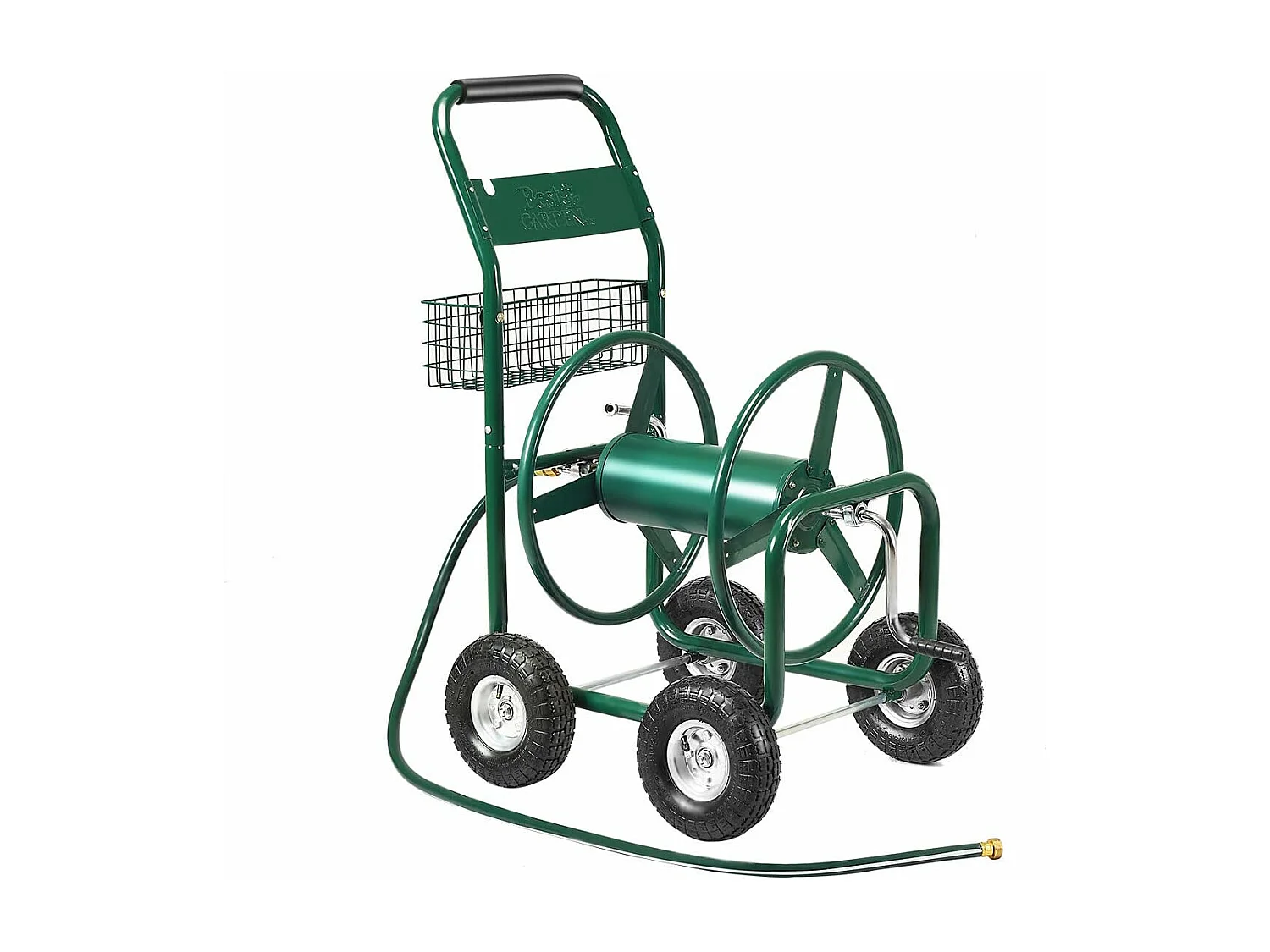 Bewateringswagen, besproeiingsslanghaspel met 4 zwenkwielen, opbergmand en 1,7 m slang voor tuin 95 x 62 x 113 cm