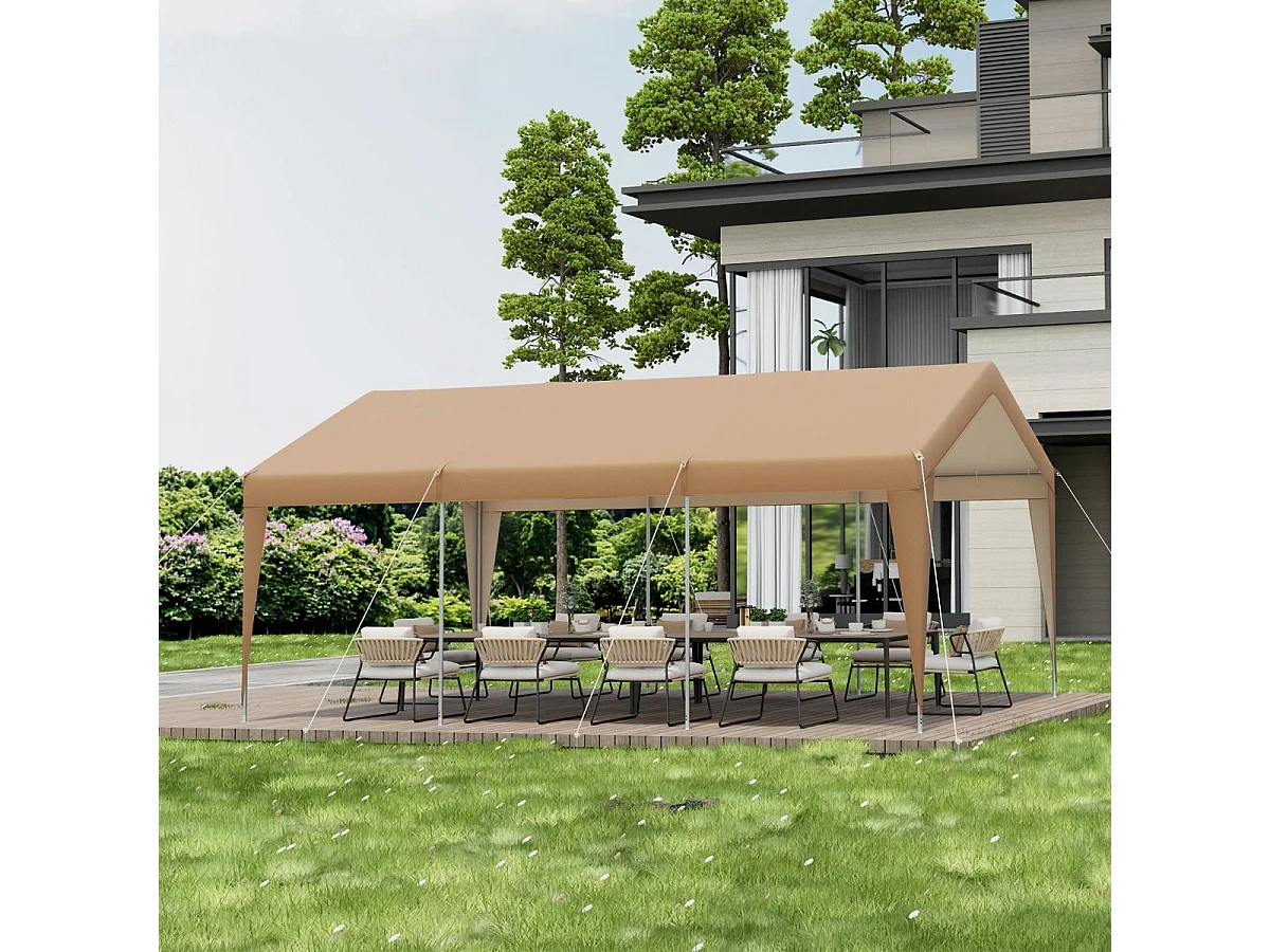 3 x 6m Carport/Auto Schuilplaats - Gegalvaniseerd Stalen Frame/Garage Tent PE 160g/㎡ Party Tent/Buiten Prieel