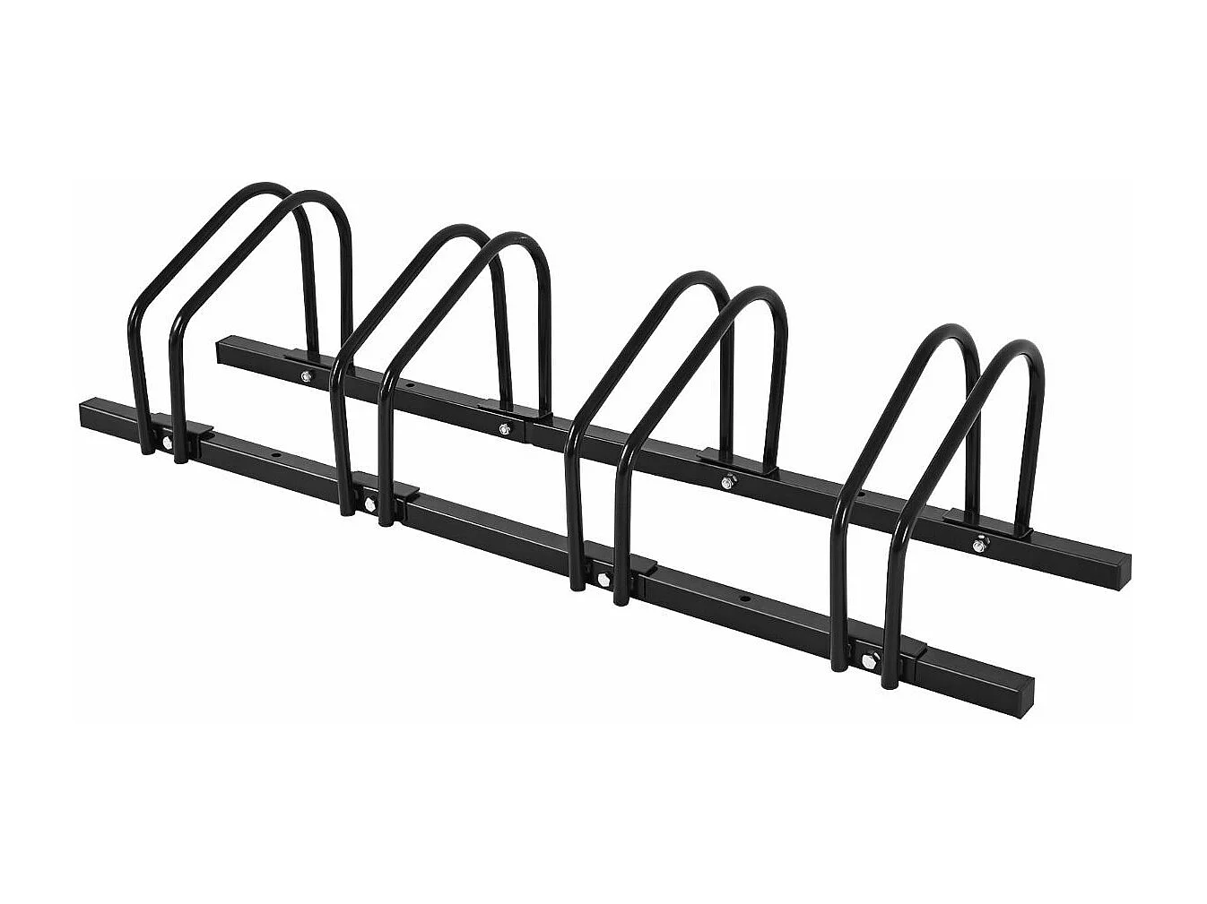 Râtelier 4 Vélos en Acier Fixation au Sol ou Mur 120x32.5x26CM Résistant aux Intempéries Antirouille Ecole Commerce Noir