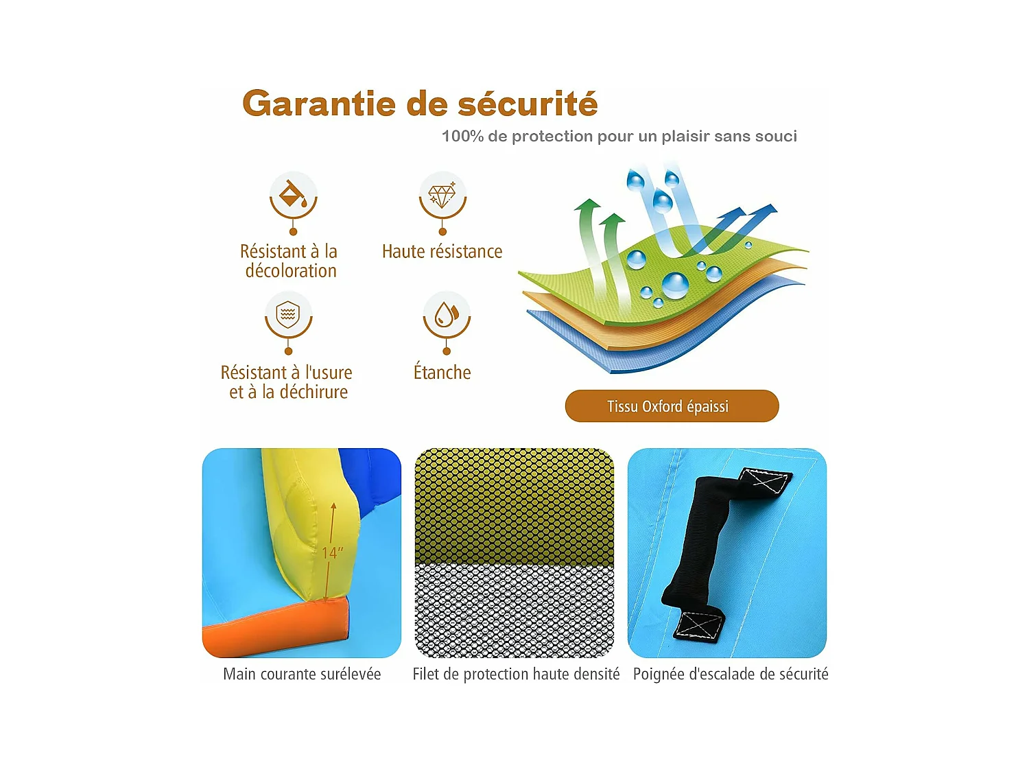6 en 1 Château Gonflable Aquatique avec Piscine et Toboggan, Maison de Rebond Gonflable avec Panier de Basket, Mur d’Escalade, Pataugeoire pour Enfants de 3 Ans+