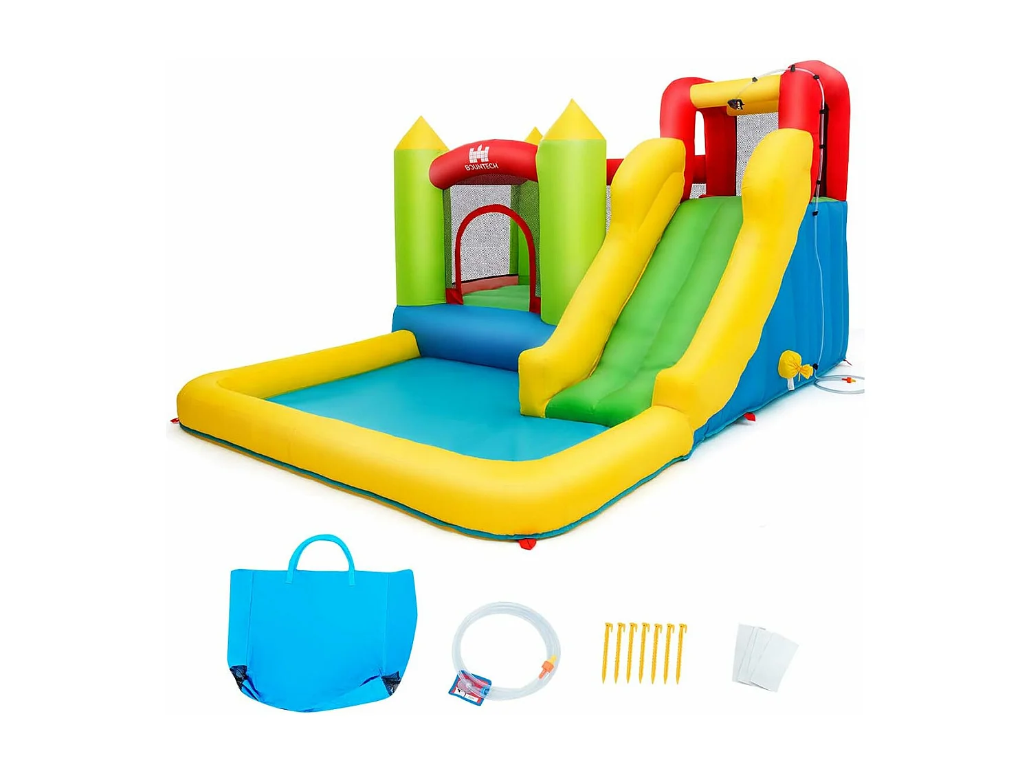 Château Gonflable Licorne – Toboggan, Trampoline, Piscine À Balles – Avec Souffleur 680W – Pour 3 Enfants De 3 À 10 Ans – Intérieur/Extérieur