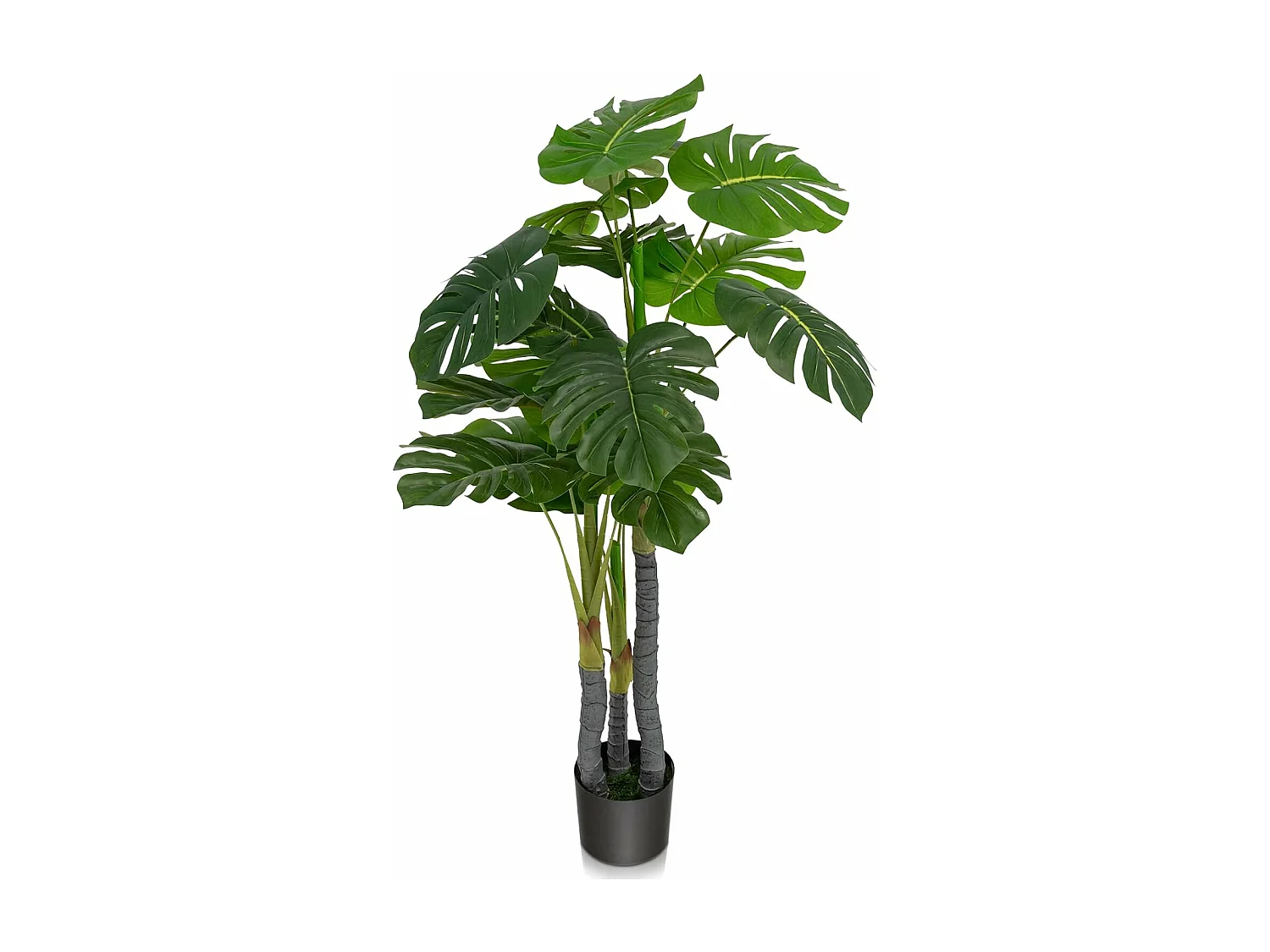 Palmier Artificiel Monstera Deliciosa 120CM avec 20 Feuilles, Fausse Plante avec Pot en Ciment et Mousse Réaliste, Décoration pour Maison Bureau Terrasse, Vert