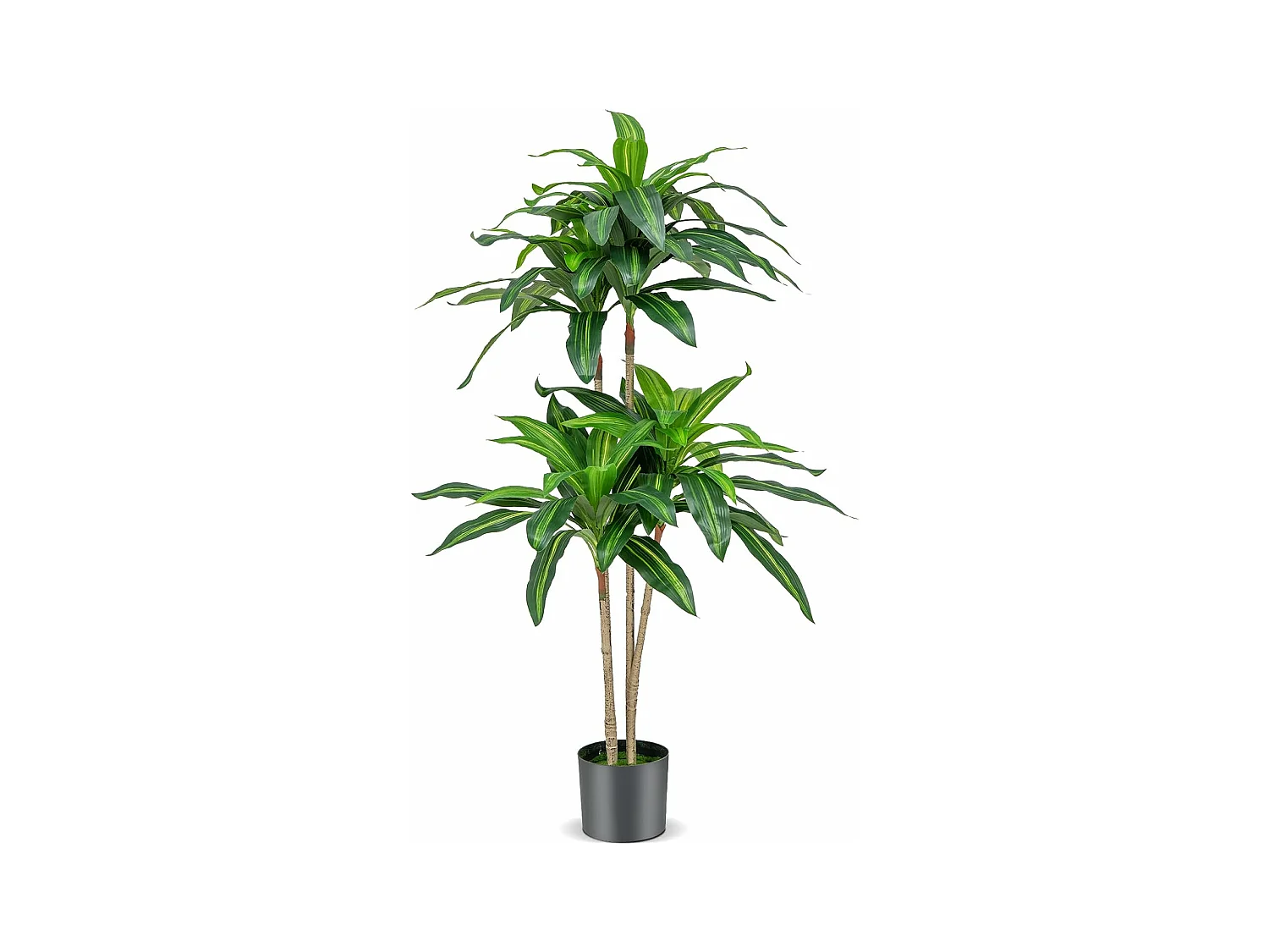 Arbre Artificiel de 140 cm, Fausse Plante Dracaena avec 92 Feuilles Pot en Ciment Couverture de Mousse, sans Entretien, pour Décoration de Jardin Maison Bureau