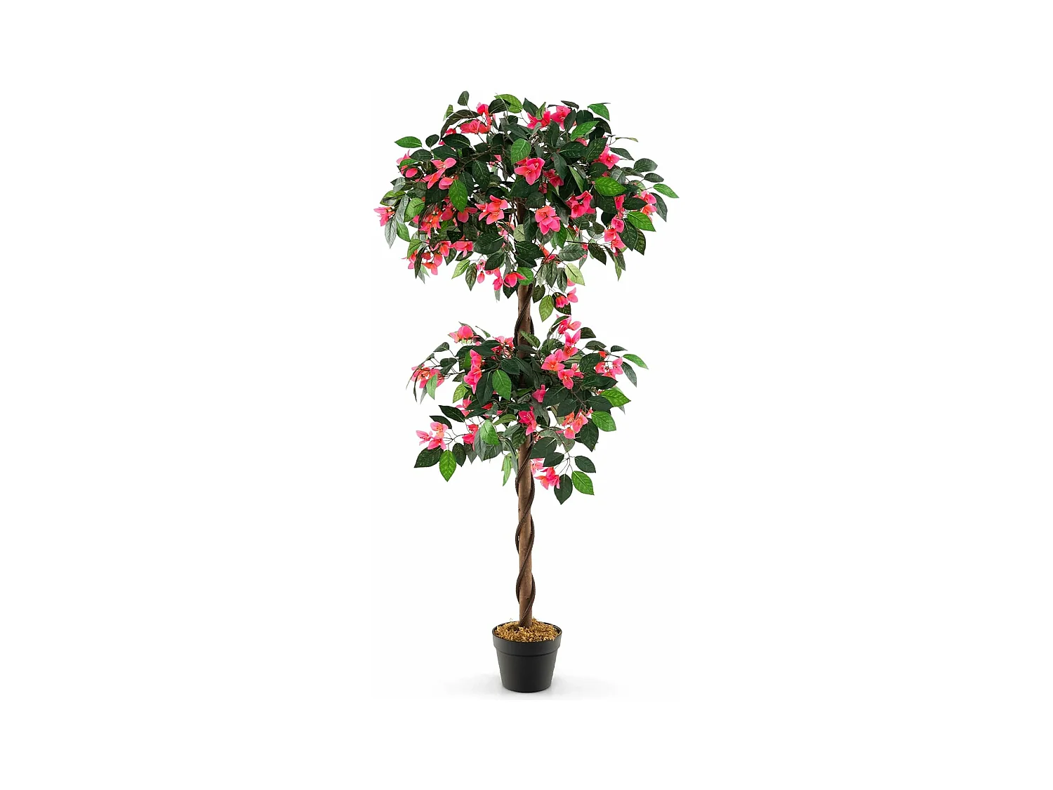 Plante Artificielle en Pot Remplies de Ciment 140CM avec 252 Fleurs, Fausse Bougainvillier avec Tronc en Bois Véritable, Décoration Moderne pour Salon Balcon Porche Bureau