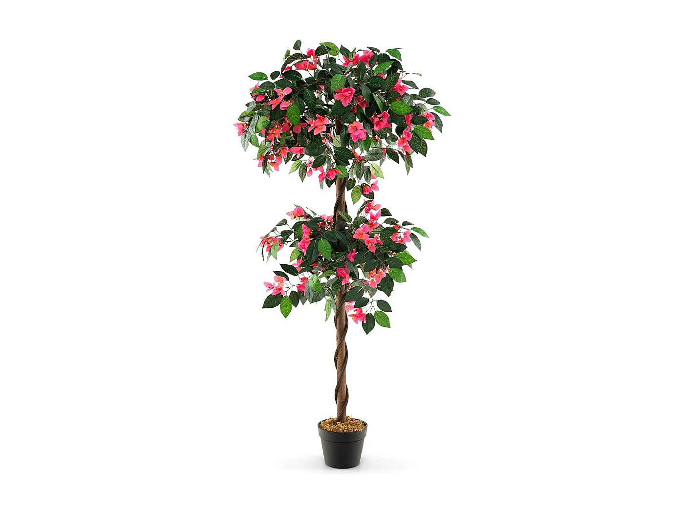 Ficus Benjamini Artificiel Avec Tronc Bois - Plante Déco Intérieur 91cm - Vert/Rouge