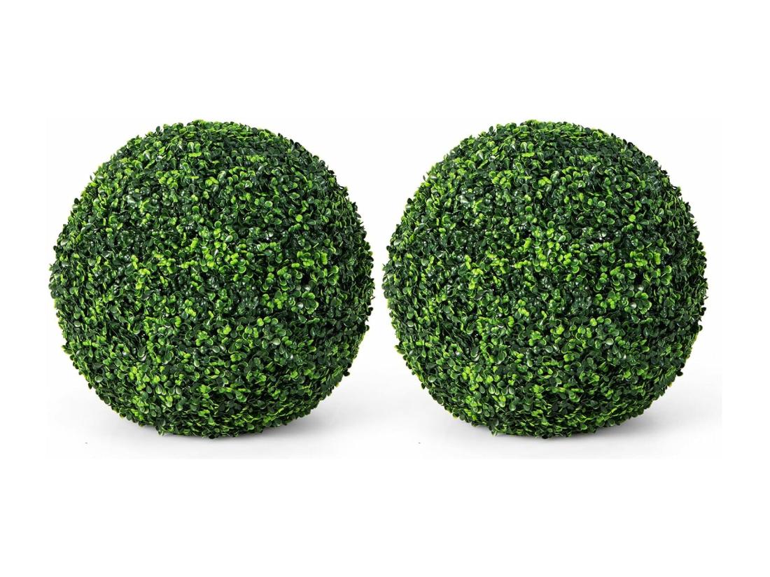 vente unique 2 Boules de Buis Artificielles 48 cm Résistantes aux UV Plantes en Boules de Faux Buis Sphères Décoratives pour Intérieur Extérieur de Porche Balcon Jardin Mariage