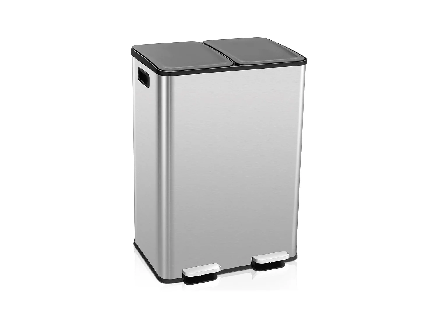 Poubelle Double Compartiments 2 x 30L, Poubelle Tri Selectif en Acier Métal, Anti-Empreinte, 2 Seaux Intérieurs en Plastique, Fermeture en Douceur, Casier pour Désodorisant