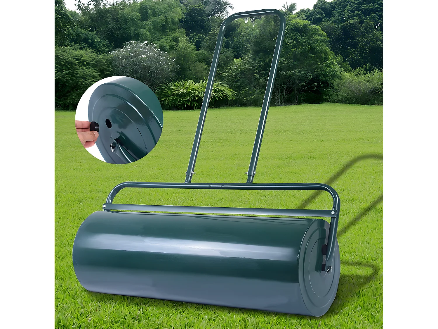 Rouleau à Gazon de Jardin avec Volume 63 L Ø du Rouleau : 30 CM Largeur 60 CM en Acier de Couleur Vert