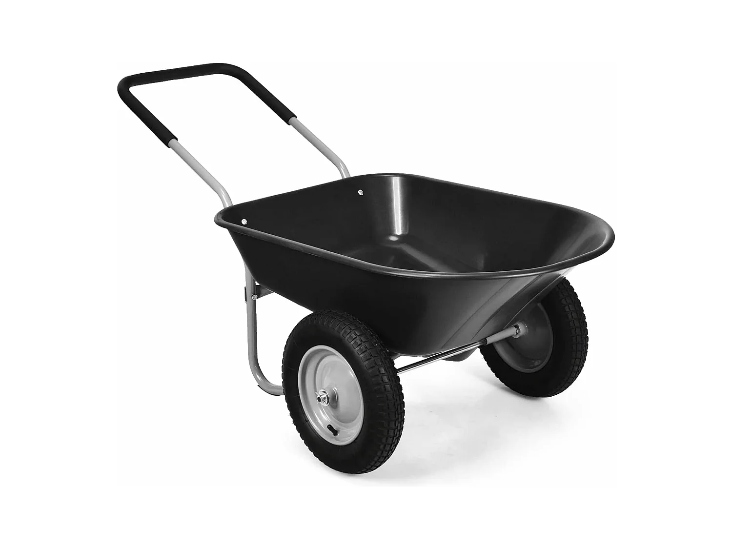 Brouette de Jardin 2 Roues Pneus Pneumatiques Ø35cm 141L Charge Max 150KG Résistante en Fer pour Jardinage/Maçonnerie Noir