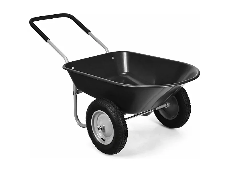 Brouette de Jardin 2 Roues Pneus Pneumatiques Ø35cm 141L Charge Max 150KG Résistante en Fer pour Jardinage/Maçonnerie Noir