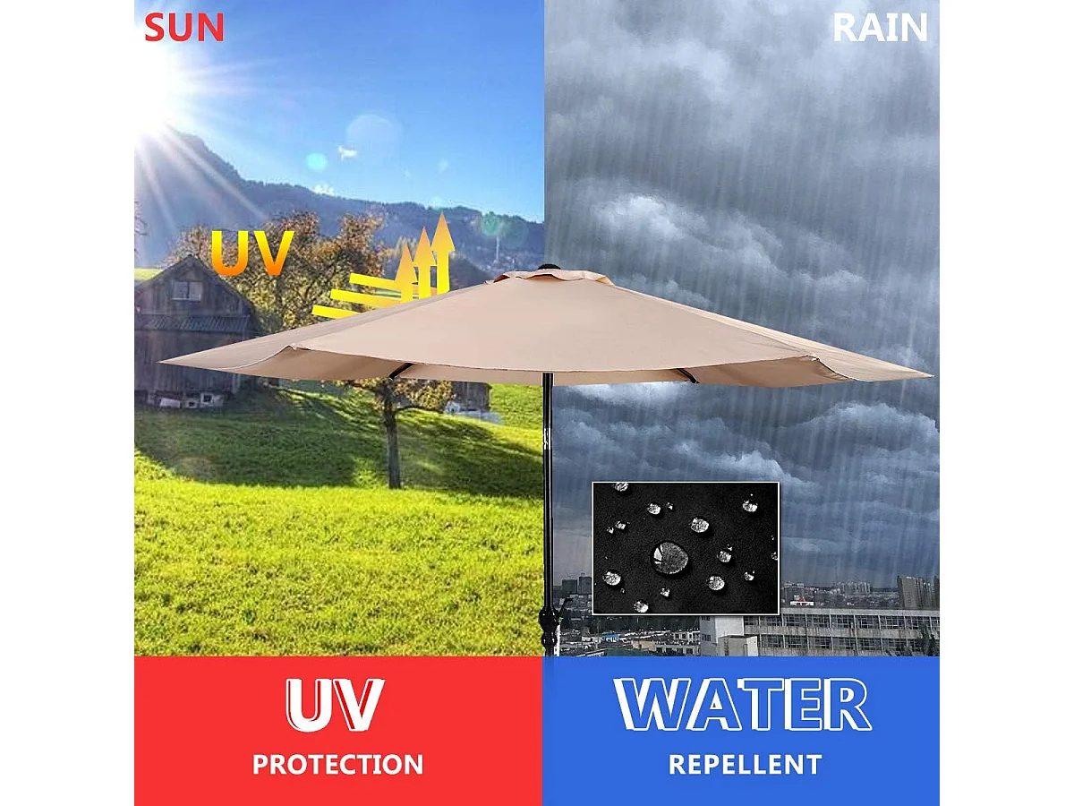 Parasol de Jardin/Parasol Déporté Inclinable de Jardin Dia.270CM avec Toile Polyester Imperméable et Baleines en Fer Robuste Beige