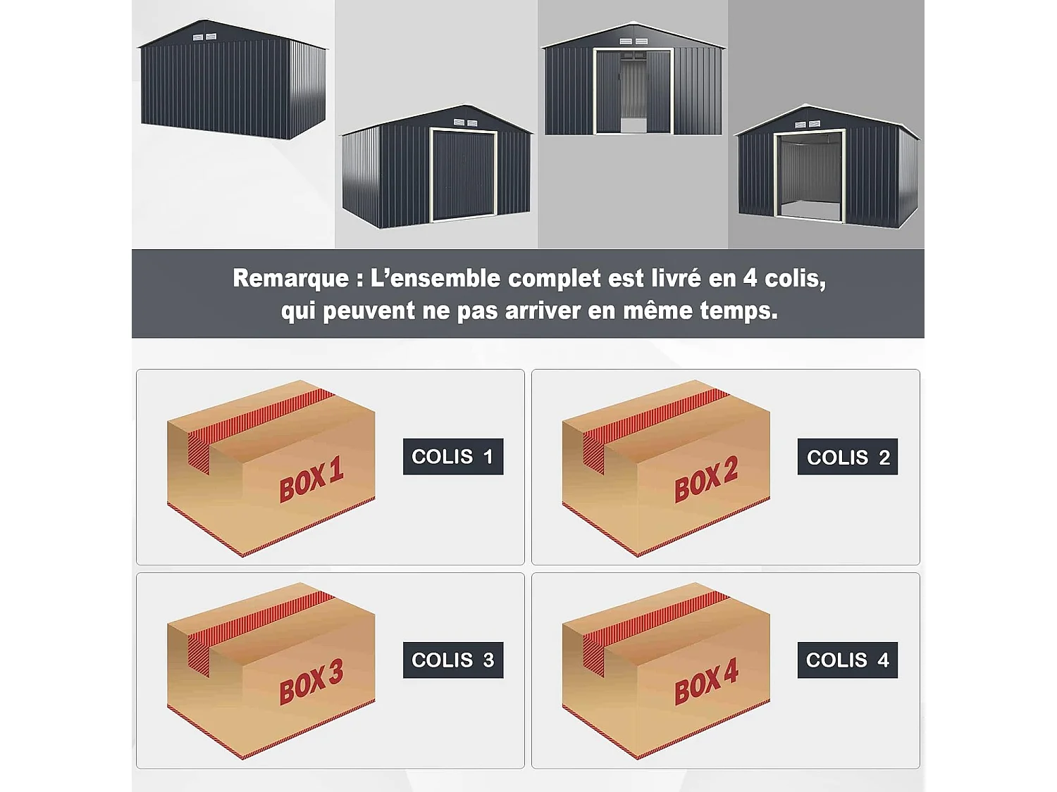 Abri de Jardin Métal 8,7㎡- 2 Portes Coulissantes Verrouillables, 4 Trous d’Aération, Toit Penché, Cabane Exterieur pour Vélo, Poubelle, 340 x 255 x 210 cm (Gris)