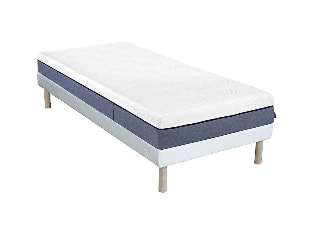Ensemble 90 x 190 cm sommier tapissier + matelas ressorts ensachés 7 zones et mémoire de forme ép.24cm - KASUI de YSMÉE