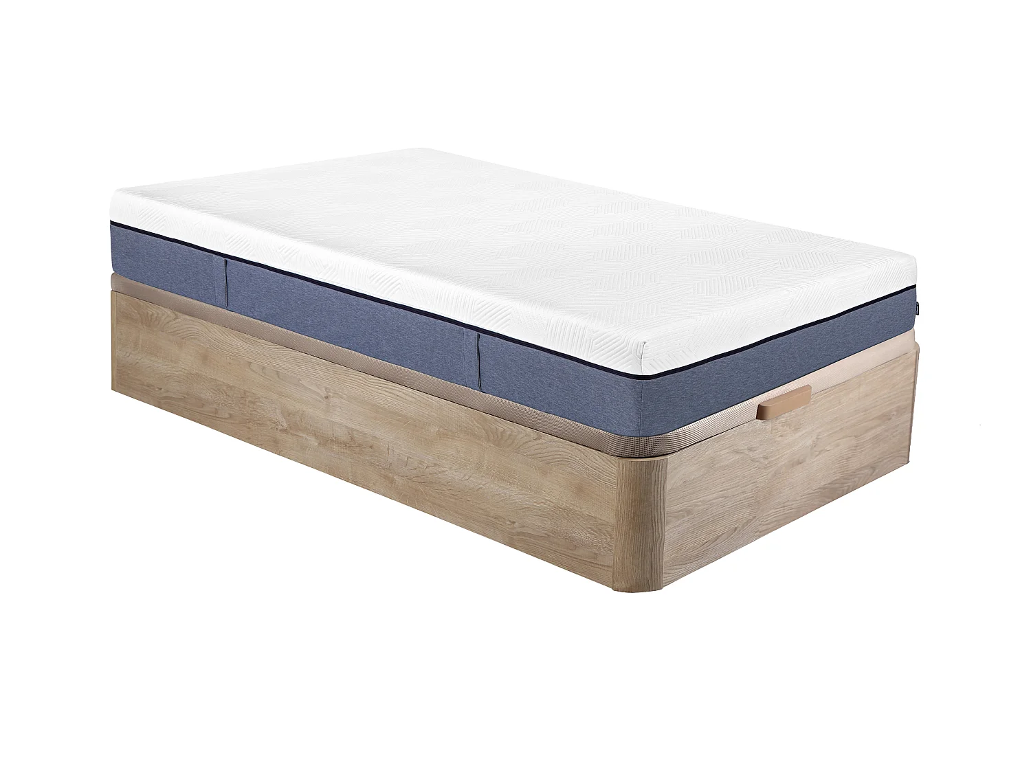 Ensemble 90 x 190 cm sommier coffre naturel clair + matelas ressorts ensachés 7 zones et mémoire de forme ép.24cm - KASUI de YSMÉE