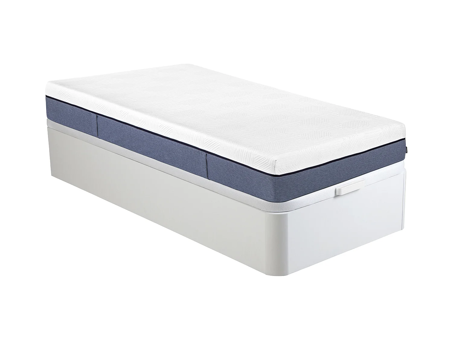 Ensemble 90 x 190 cm sommier coffre blanc + matelas ressorts ensachés 7 zones et mémoire de forme ép.24cm - KASUI de YSMÉE
