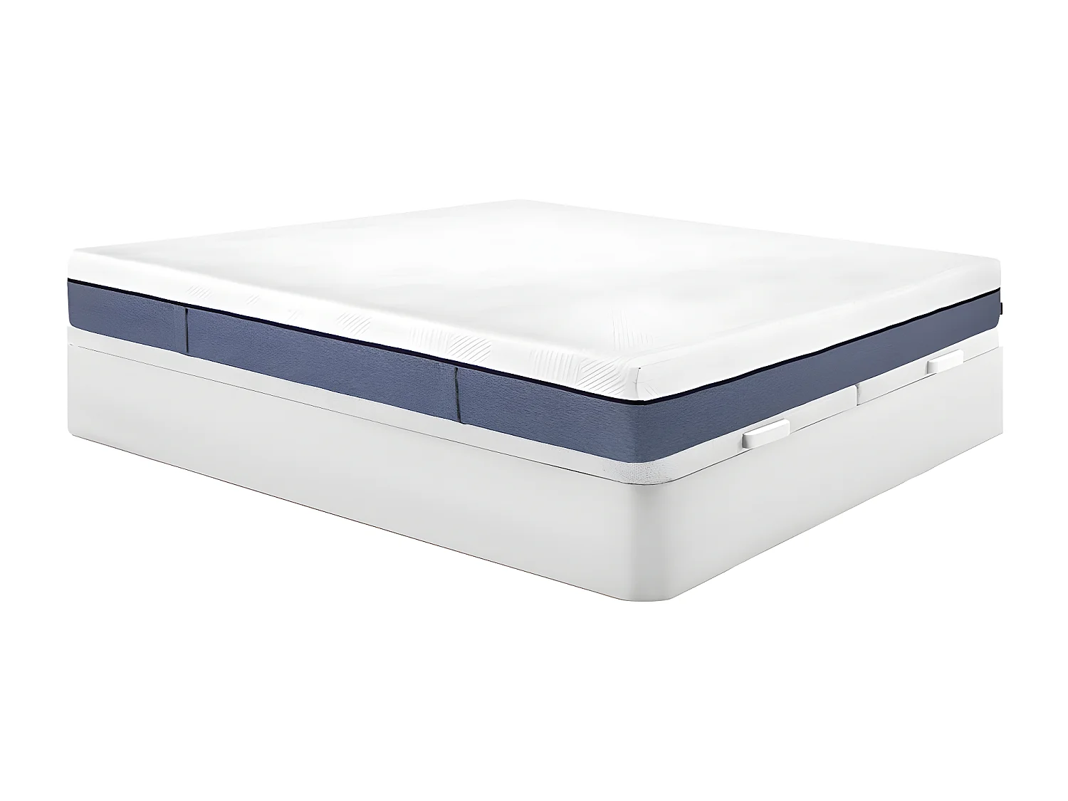 Conjunto 180x200 cm sommier com espaço de arrumação branco + colchão de molas ensacadas 7 zonas e memória de forma esp. 24 cm - KASUI de YSMÉE