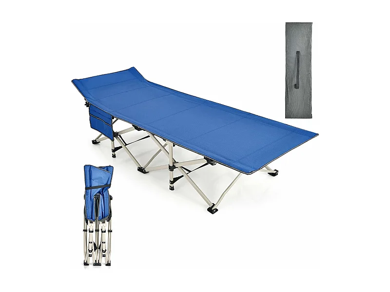lit de CamBoisg Pliable, Charge jusqu'à 400 kg, lit de Voyage à Pliage Rapide avec Sac de Transport Bleu