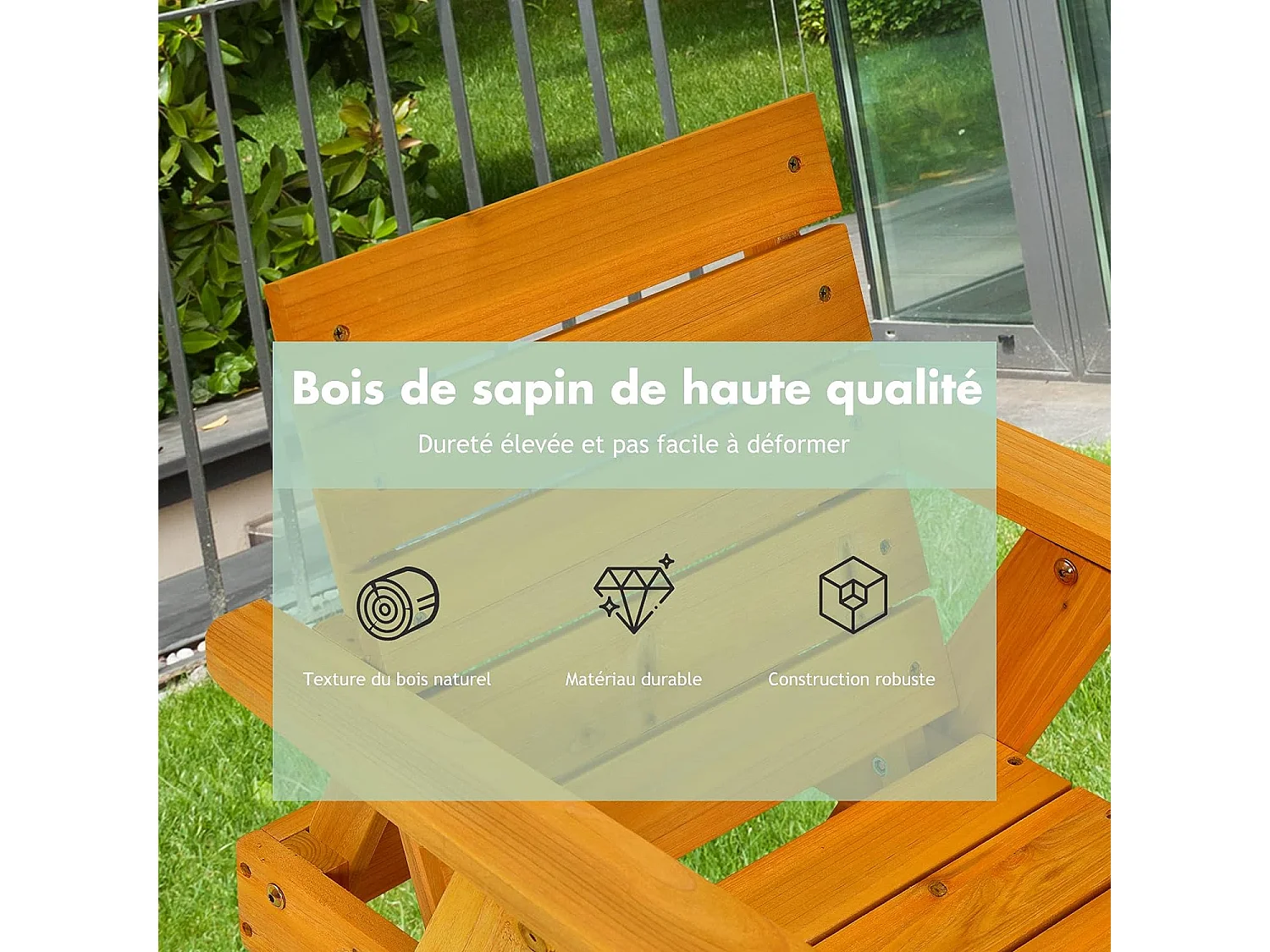 Chaise Longue pour Enfants 3-8 Ans en Bois avec Parasol Amovible Coussin Lavable Charge Max 50KG Rayures
