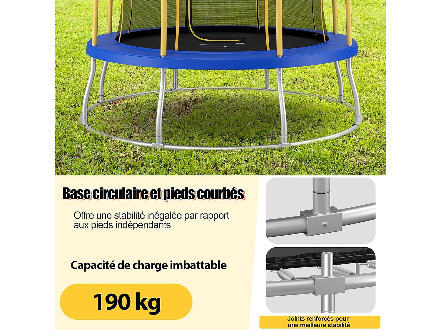 Trampoline Enfant Ø 305cm avec Filet de Protection, Trampoline de Jardin en Forme Fleur avec Certification GS, Coussin de Sécurité & Cadre en Métal Galvanisé
